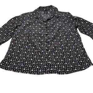 Black and White Blouse 16W 1X EUC